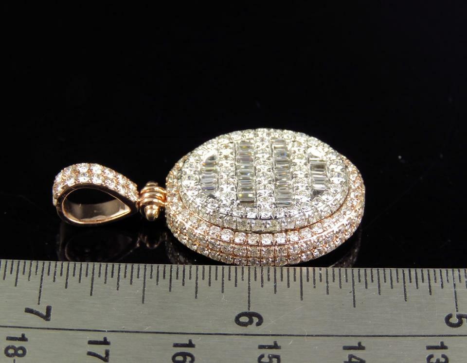 1.69 ct Round Baguette Cubic Zirconia mens Oval Pendant Free Stud 925 Silver