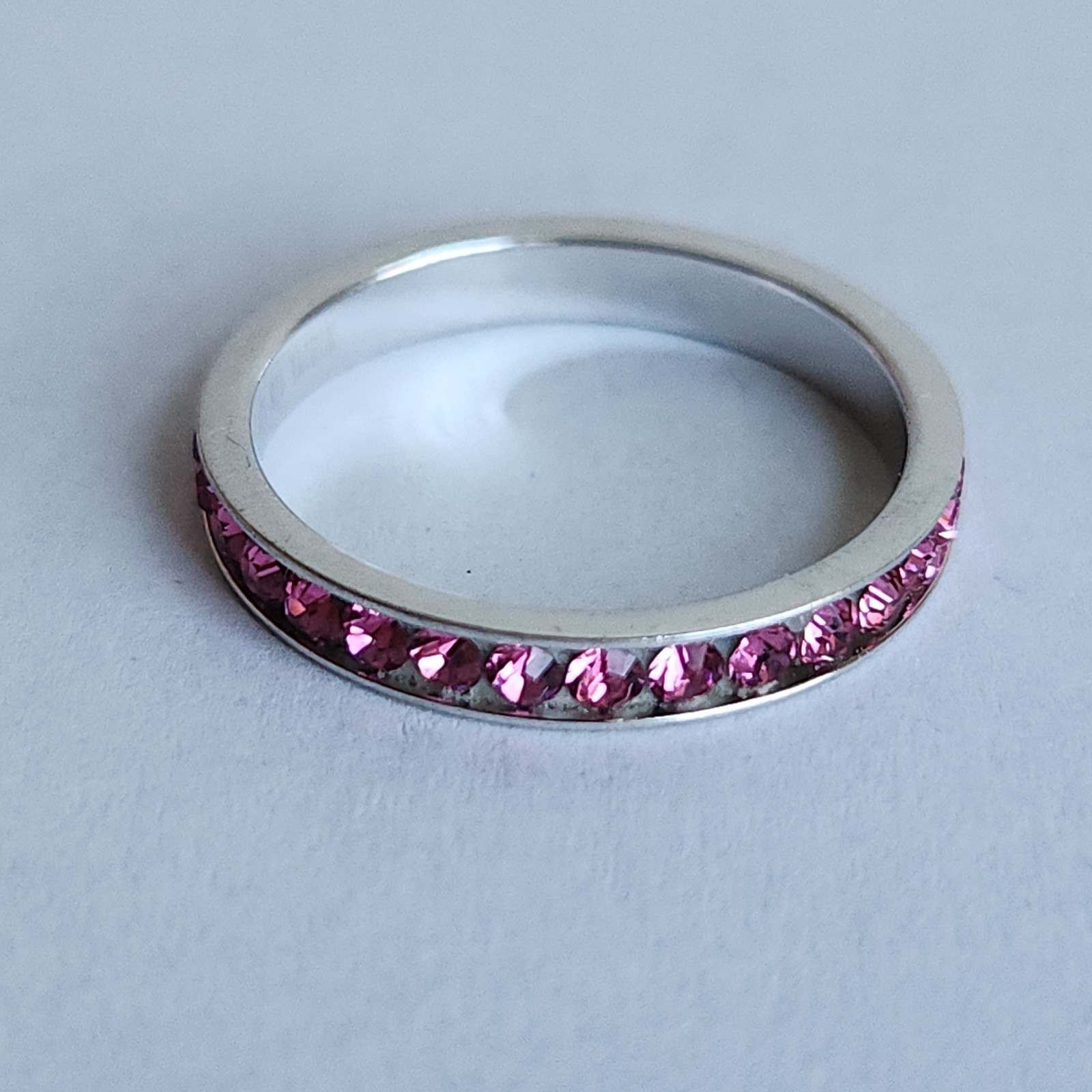 ATI Sterling Silver Pink CZ Eternity Ring – Size 9 – Stamped 925