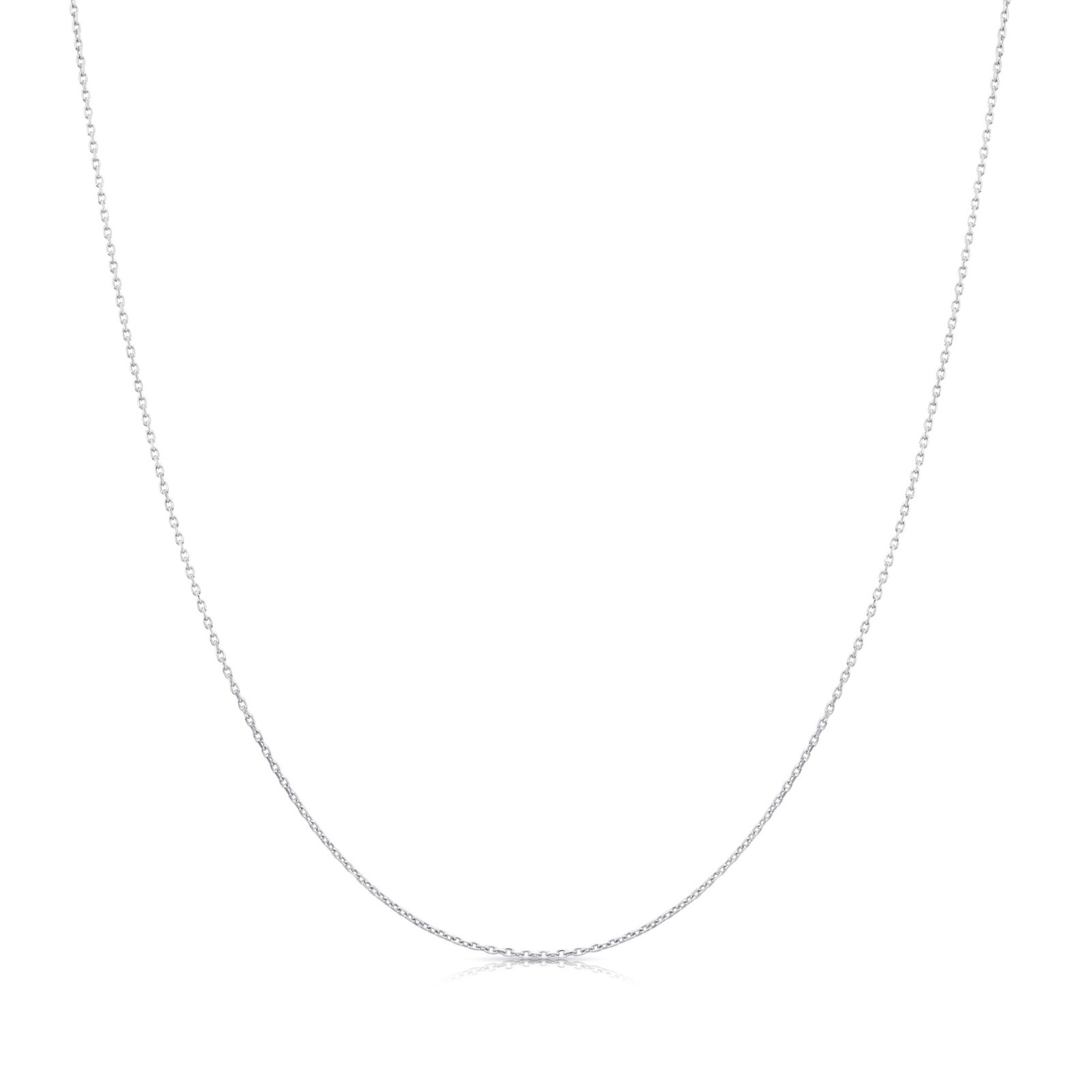 14K Real Solid White Gold Diamond-Cut 0.9mm Thin Dainty Cable Chain Necklace 17″
