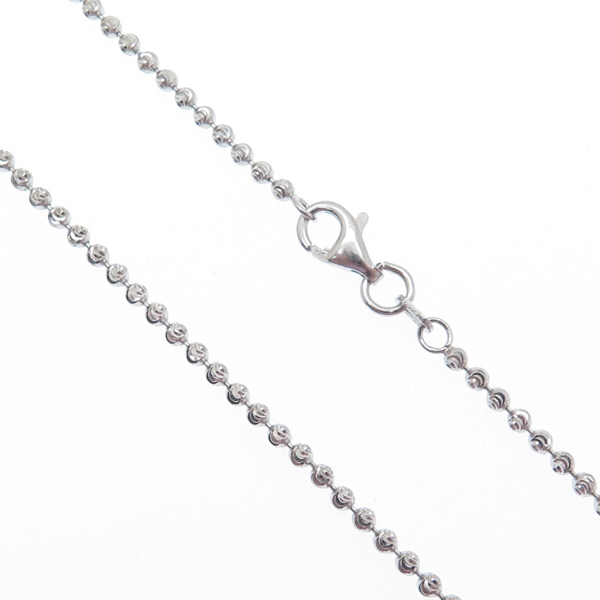 CHRYSOS 925 Sterling Silver Italy Diamond-Cut Ball Beaded Chain Necklace 28″