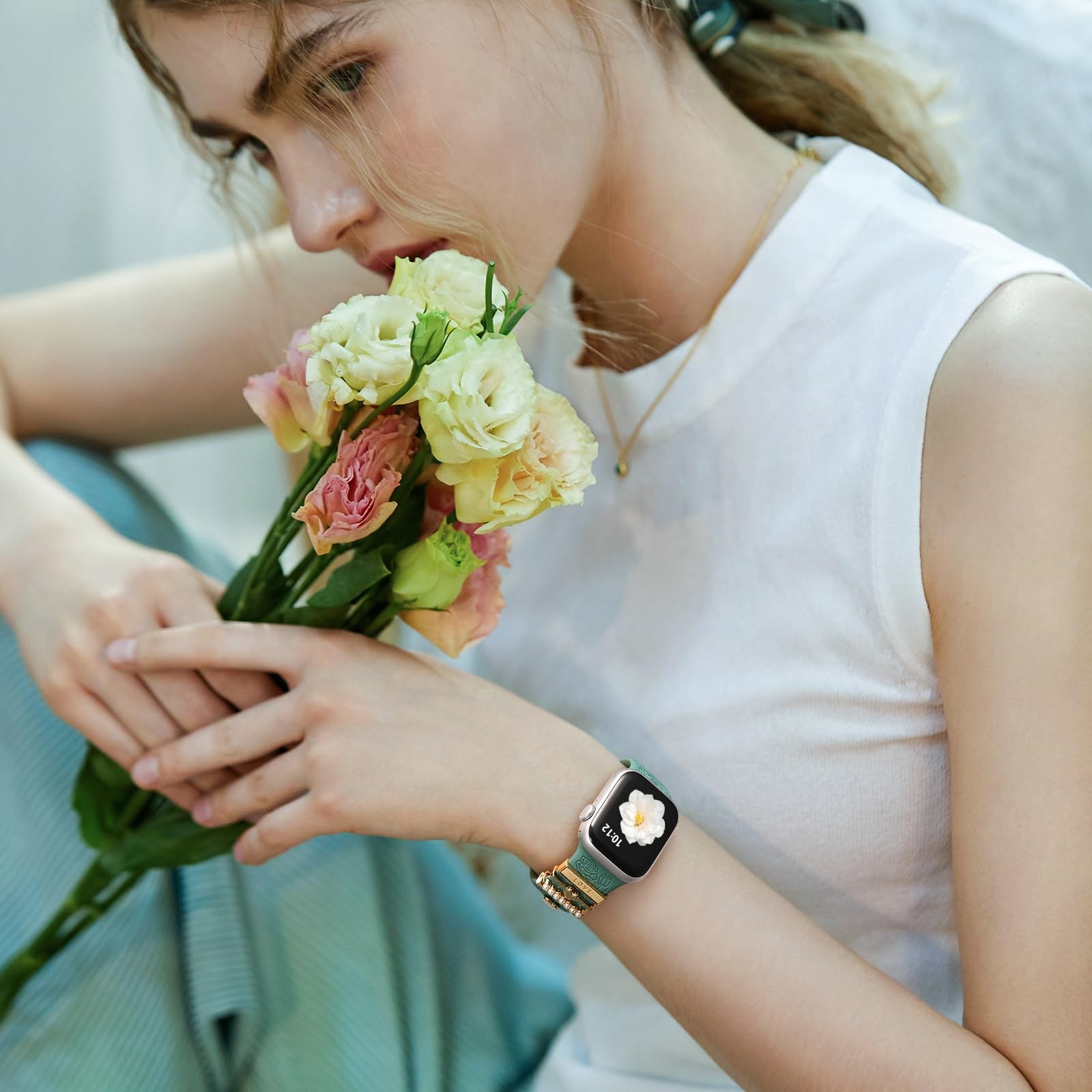 DaQin Flower 38mm/40mm/41mm/42mm(series 11 10), PineGreen Band/RoseGold Love