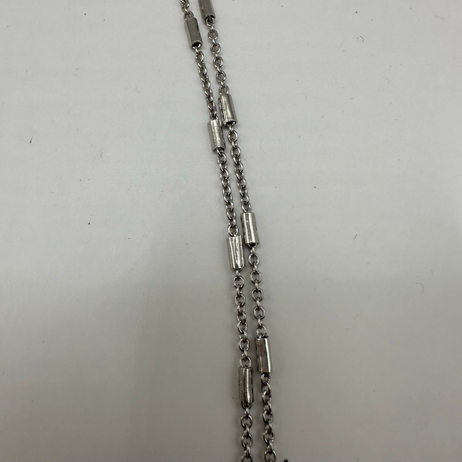LOFT Silver Chain Purple White Necklace Costume Jewelry Modern Contemporary