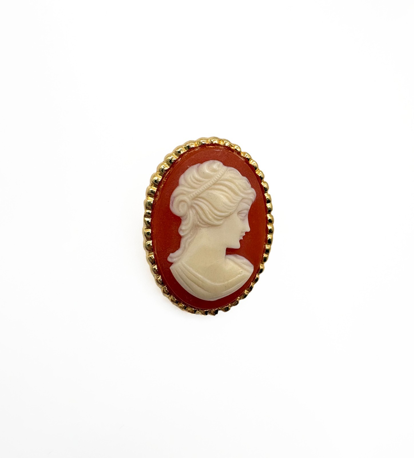 Antique Cameo Brooch Pin Early 1900s Gold Tone Classical Lady Victorian Style