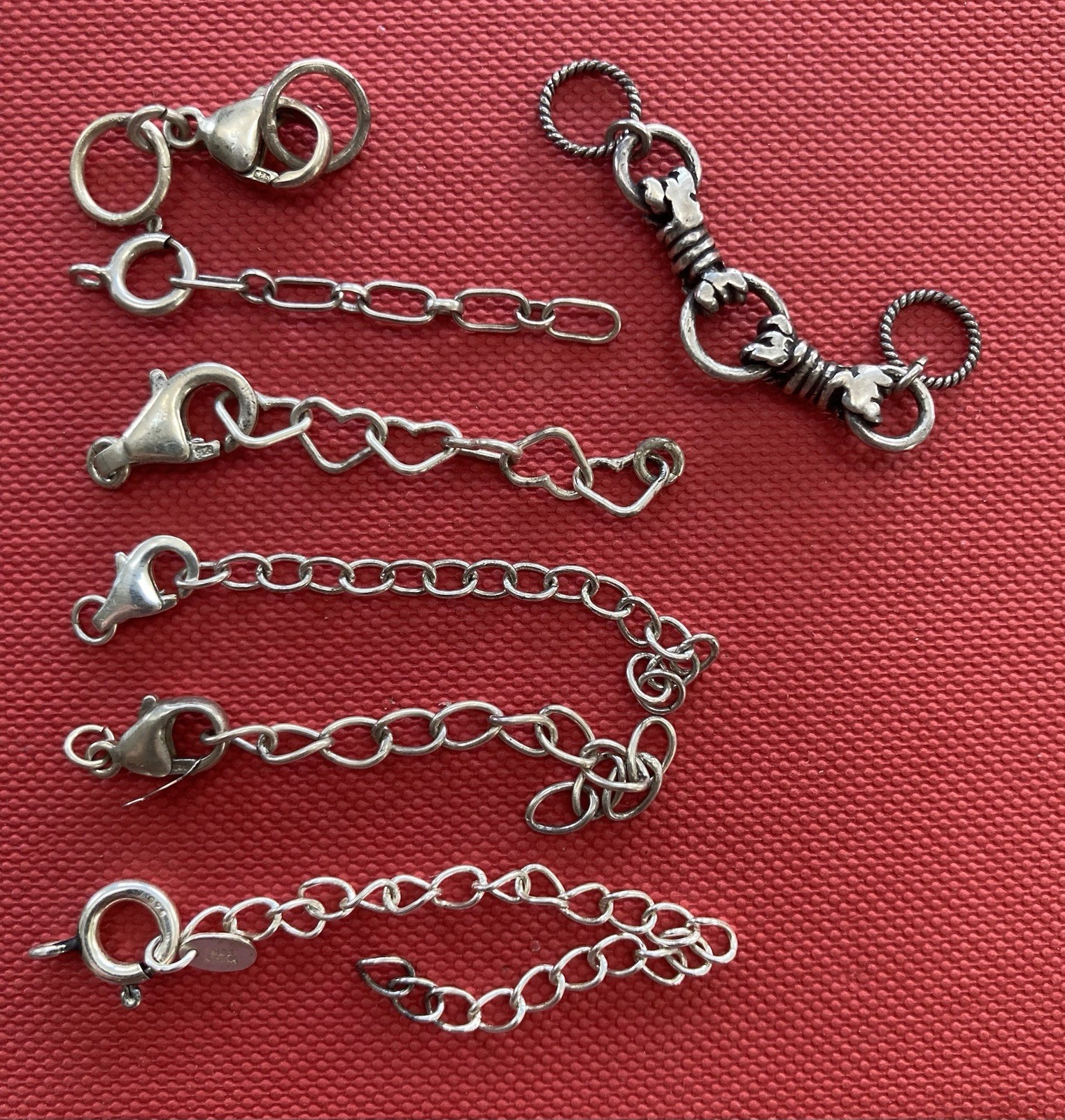 Lot of 6 Clasp Sterling Silver 925 Findings Lobster Assort Extension Chains PLUS