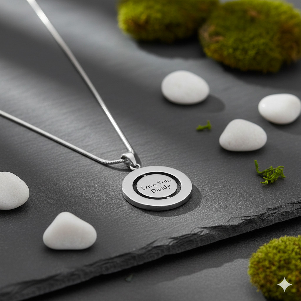 Custom Engraved Spinning Circle Rotatable Pendant –Personalized Gift Him Her
