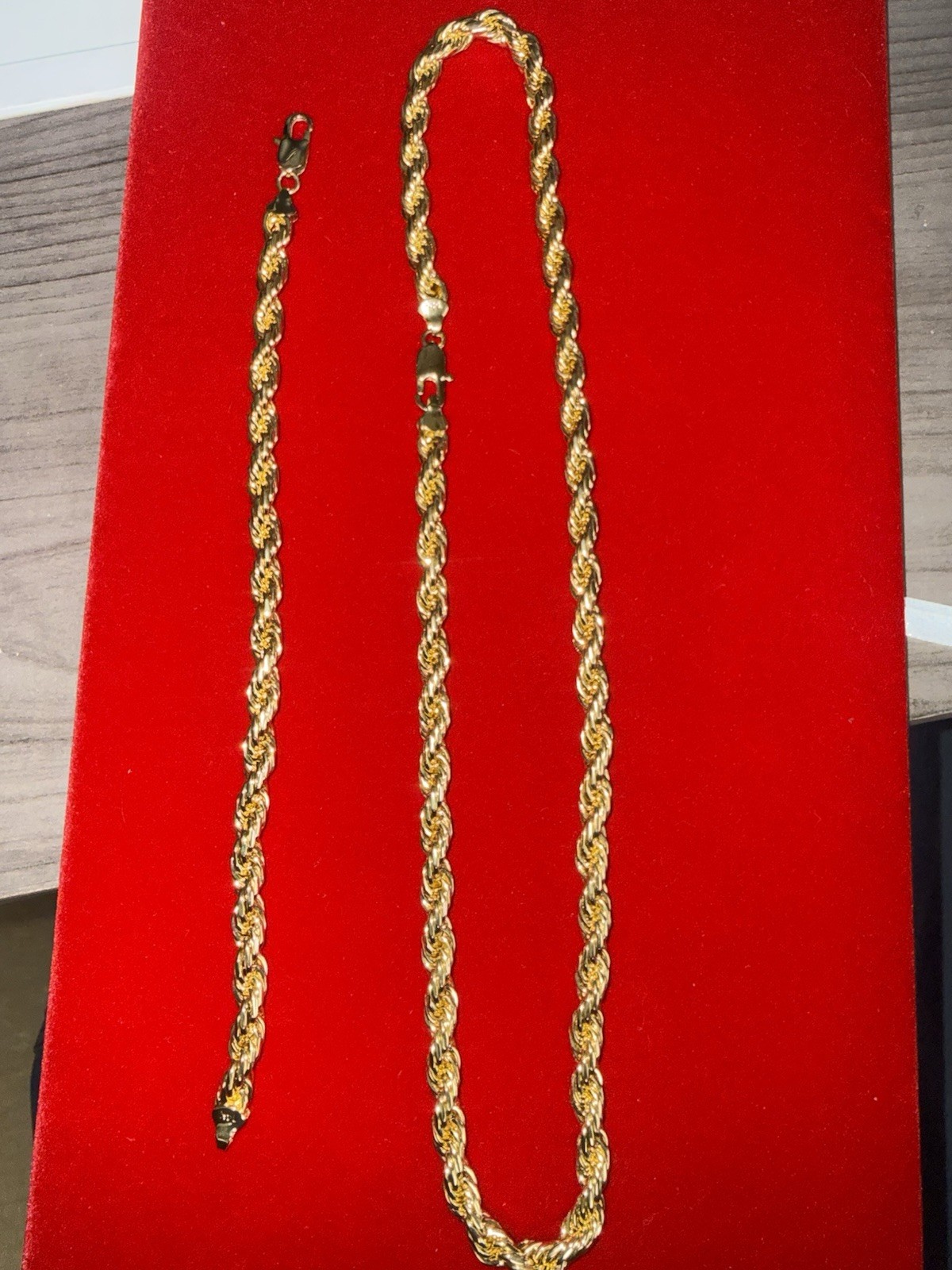 23” Rope Chain Necklace & 9” Bracelet Set | Gold Plated Matching Combo