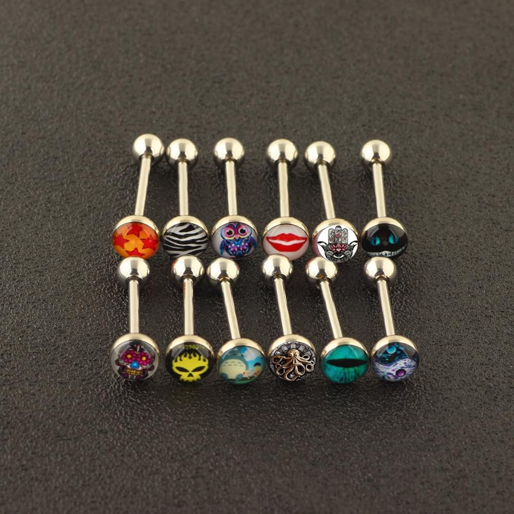 14G Surgical Steel Tongue Rings Barbell Piercing 5/8″ 16mm