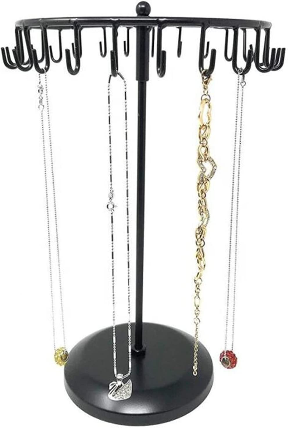 Rotating Necklace Holder Jewelry Organizer Display Stand 14-Inch with 23 Hooks B
