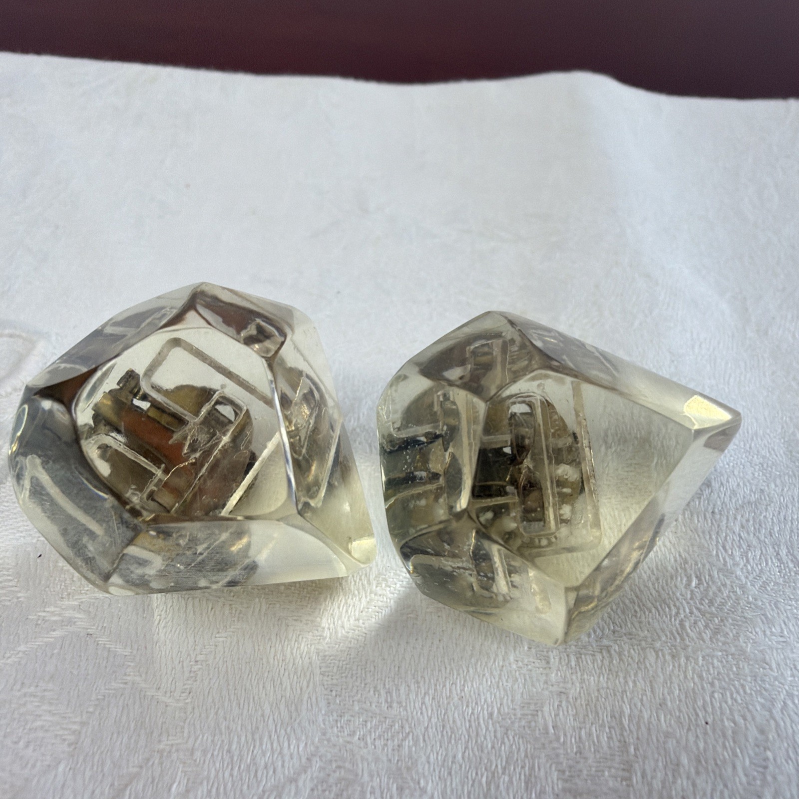 Vintage Clear Lucite Plastic? Clip On Earrings