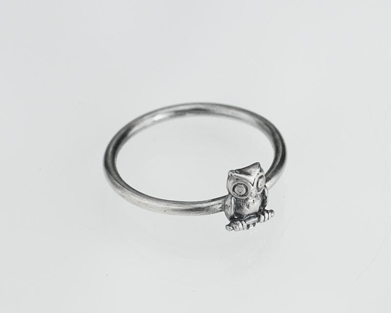 Sterling Silver Little Owl Ring Handmade Custom Sizes Available Solid .925
