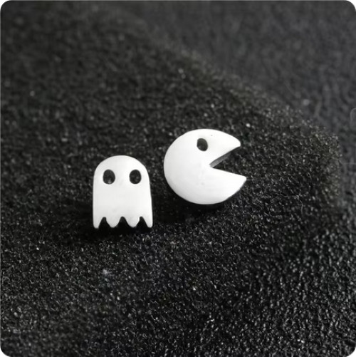 Pac-Man Stainless Steel Stud Earrings Unisex New