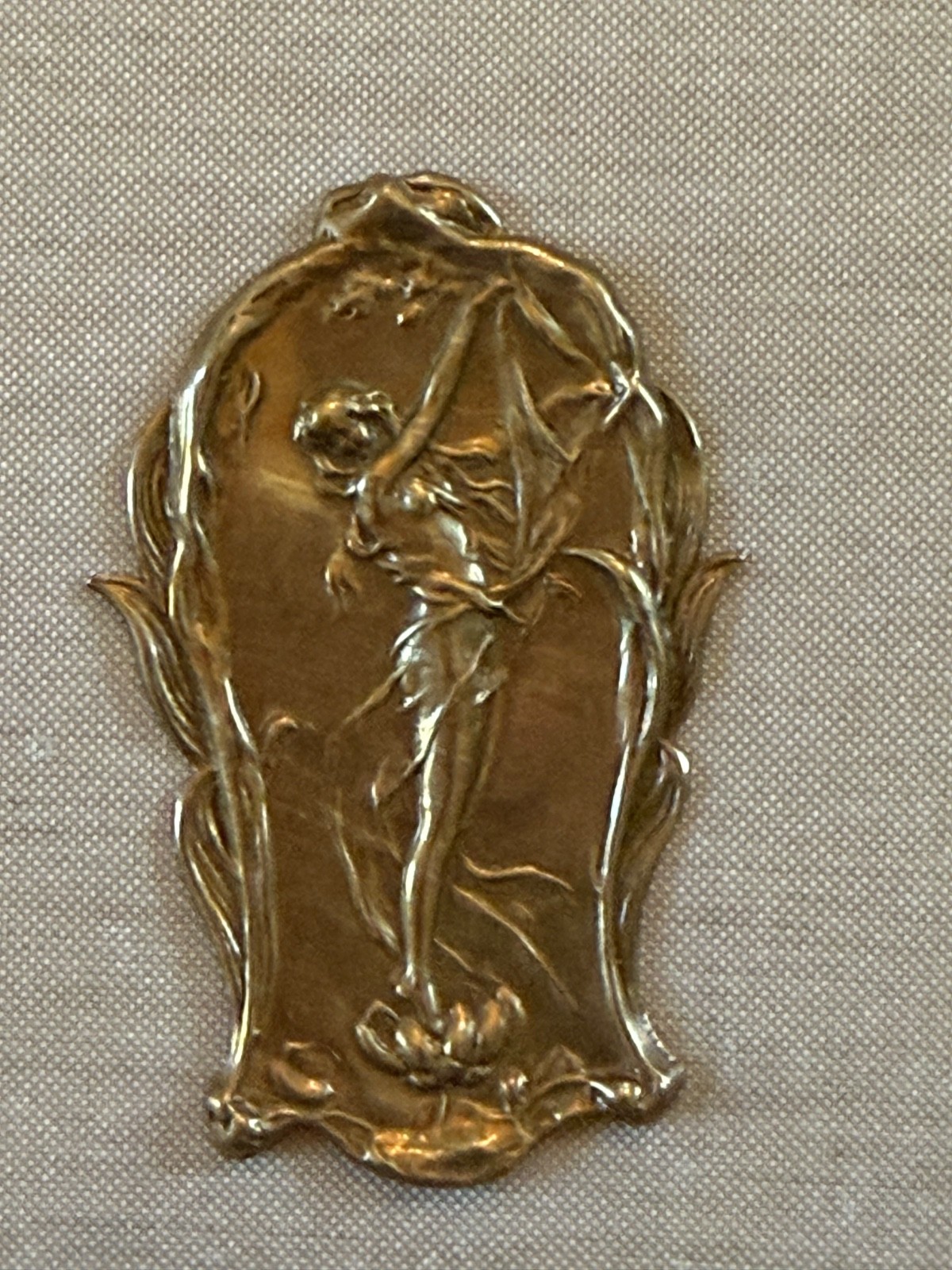 Vintage NOS Art Nouveau Brass Fairy Stamping Woodland Nymph Jewelry Finding 61mm
