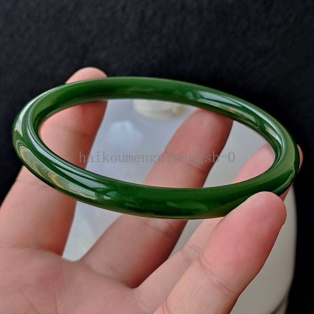 Certified Green 69mm Natural HeTian Jade Jasper Circle Big Bangle Bracelet 7977
