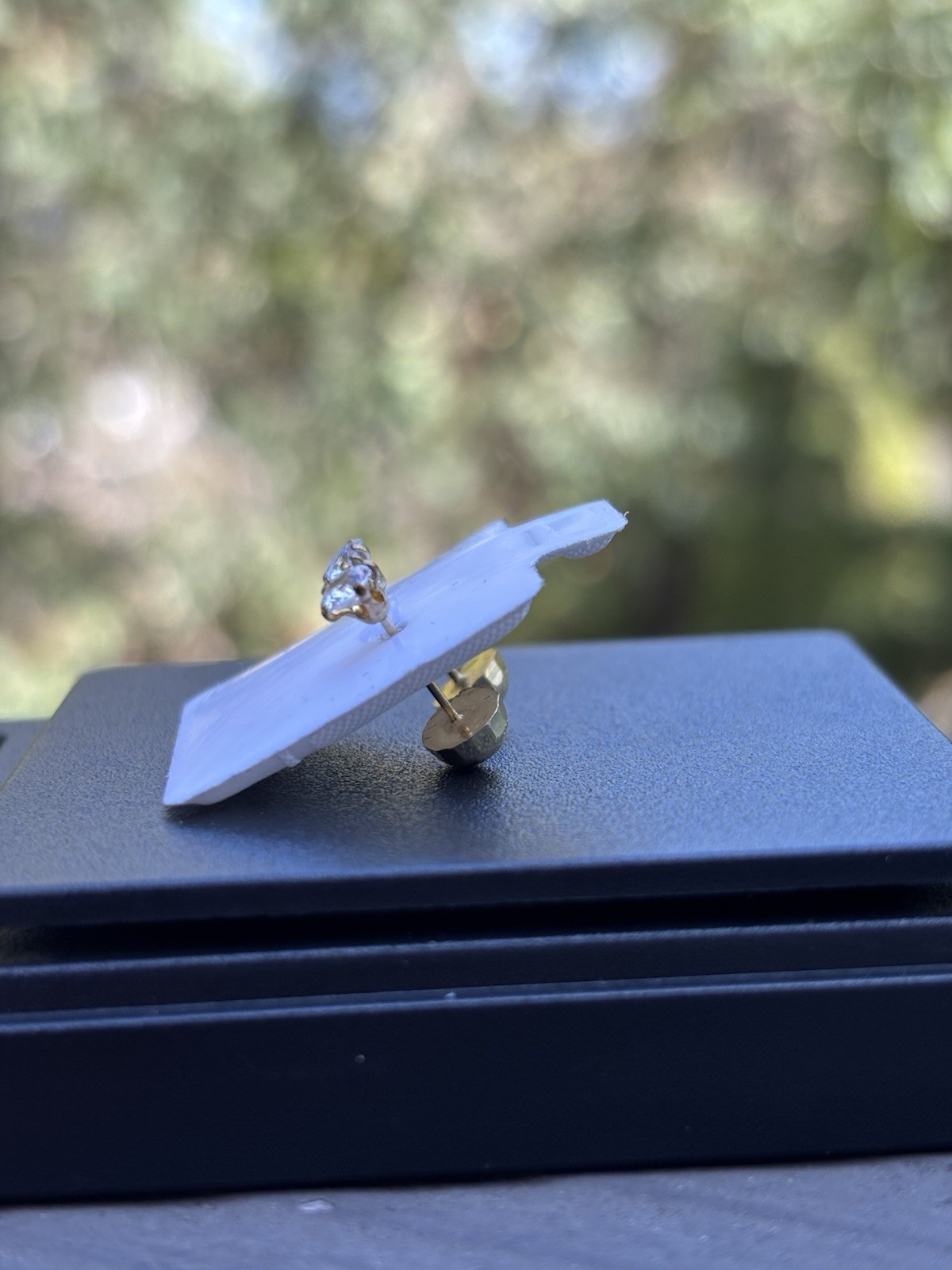 10K Yellow Gold Round Stud Earrings ,double view