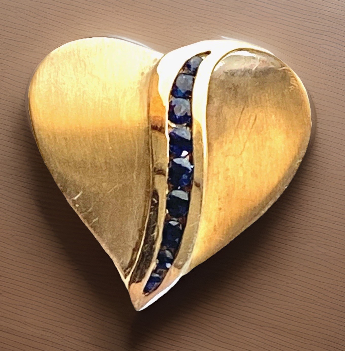 Vintage 14K Yellow Gold Slide Pendant, Blue Sapphires 6.05 grams 1″L x 1″W