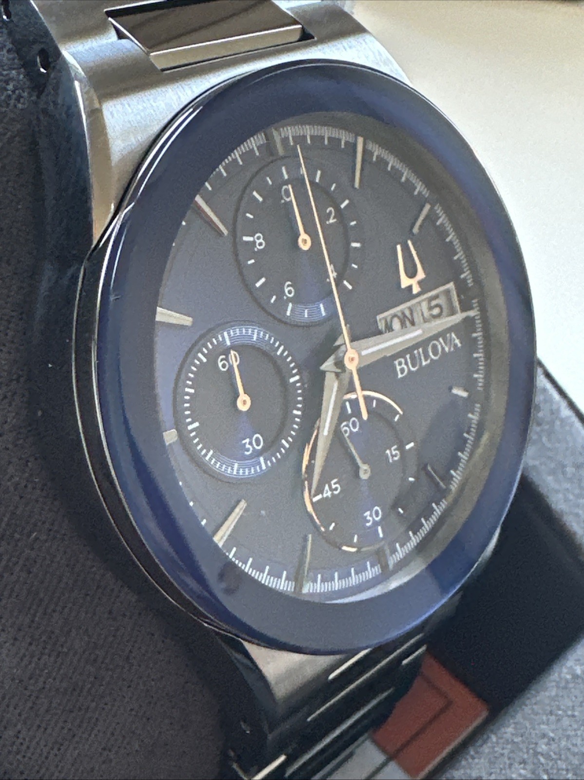 Bulova Men’s Quartz Chronograph Date Silver Stainless Steel Watch 41 MM 98C143