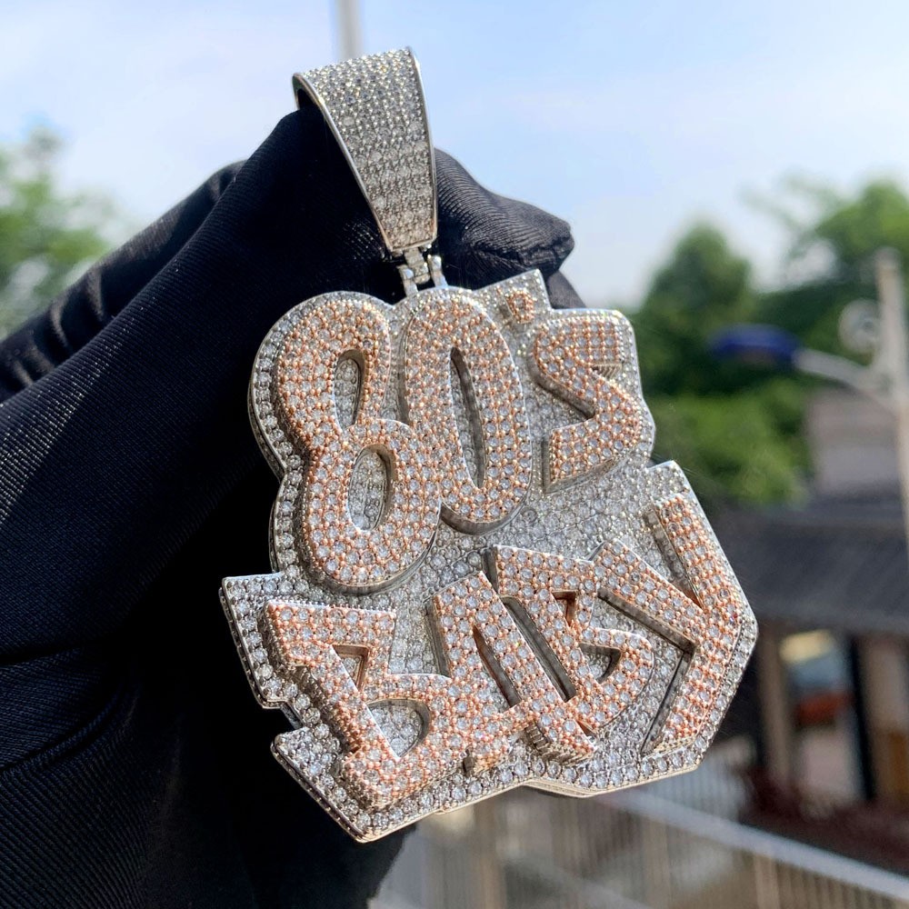 Hip Hop Letter Pendant Necklace Gold Filled Zircon Lucky Rapper Accessories Gift
