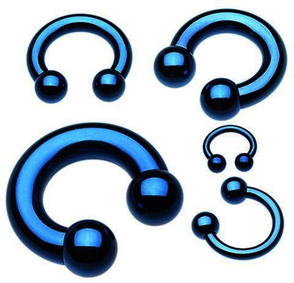 Horseshoe Heavy 12 Gauge 1/2″ Titanium IP Blue 4mm Balls Body *