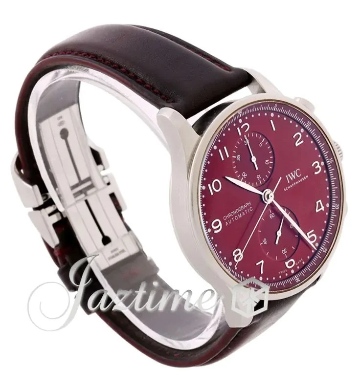IWC Portugieser Chronograph IW371616 Stainless Steel 41mm Red Dial BOX PAPERS