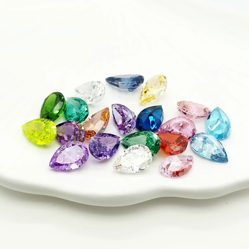 Top Colors Pear Crushed Ice Cut Cubic Zirconia 5A 10-50pcs Factory Directly Sale