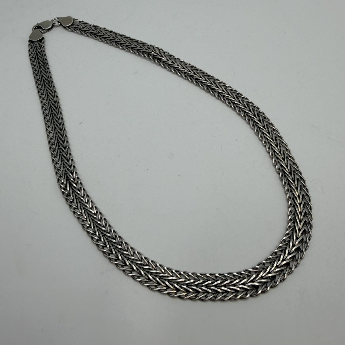 Heavy Vintage 925 Sterling Silver Foxtail Men’s Chain Necklace Jewelry Oxidized