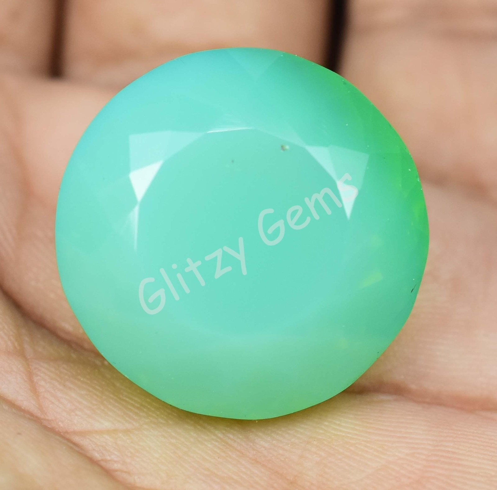 Natural Oceanside Green Opal 46.35 Ct Round Unheated Certified Gemstone