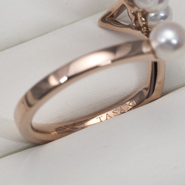 Auth TASAKI Ring Akoya Pearl Abstract Star US6-6.25 18K RG