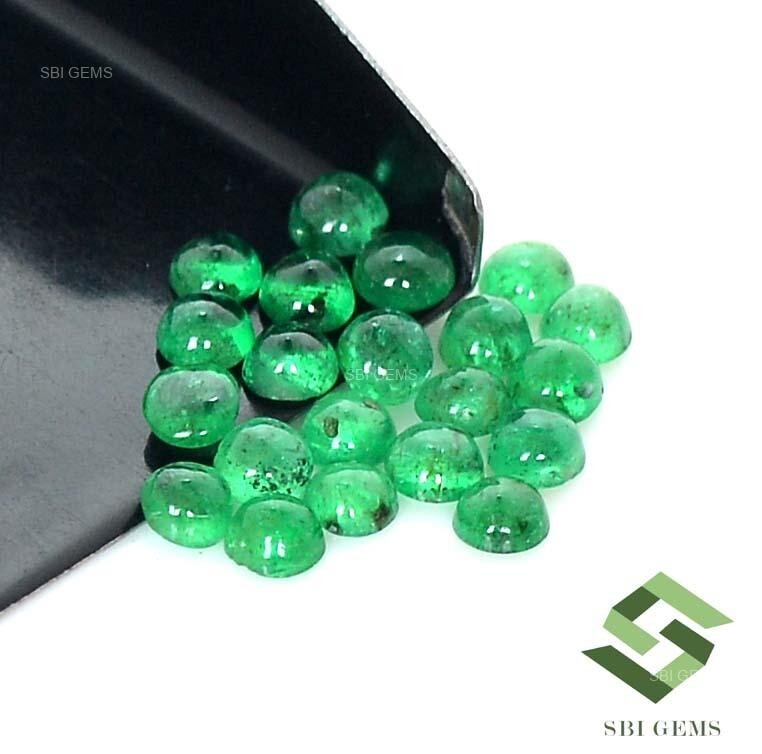3x3x1.6 mm Natural Round Emerald Cabochon 21 Pcs Lot 2.50 Cts Loose Gemstones