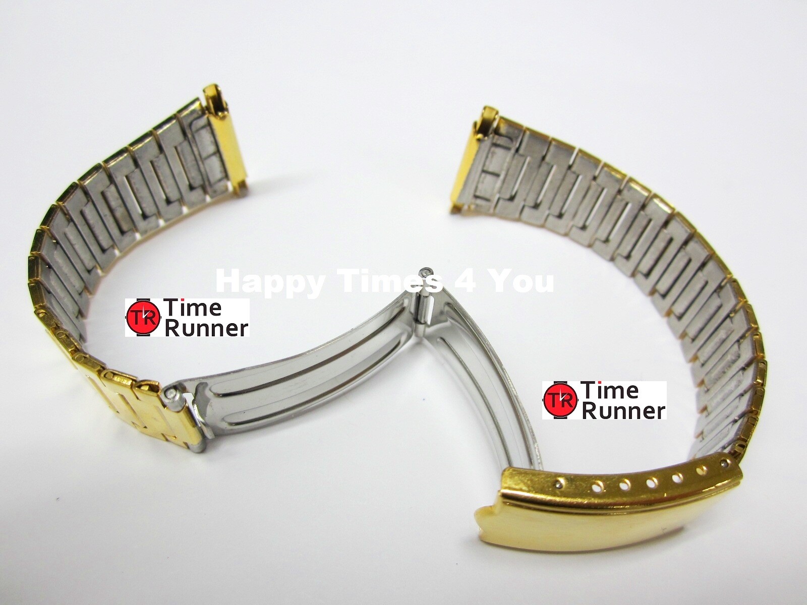 16mm 17mm 18mm 19mm 20mm 21mm 22mm Gloss Gold Tone Mens Watch Band Bracelet