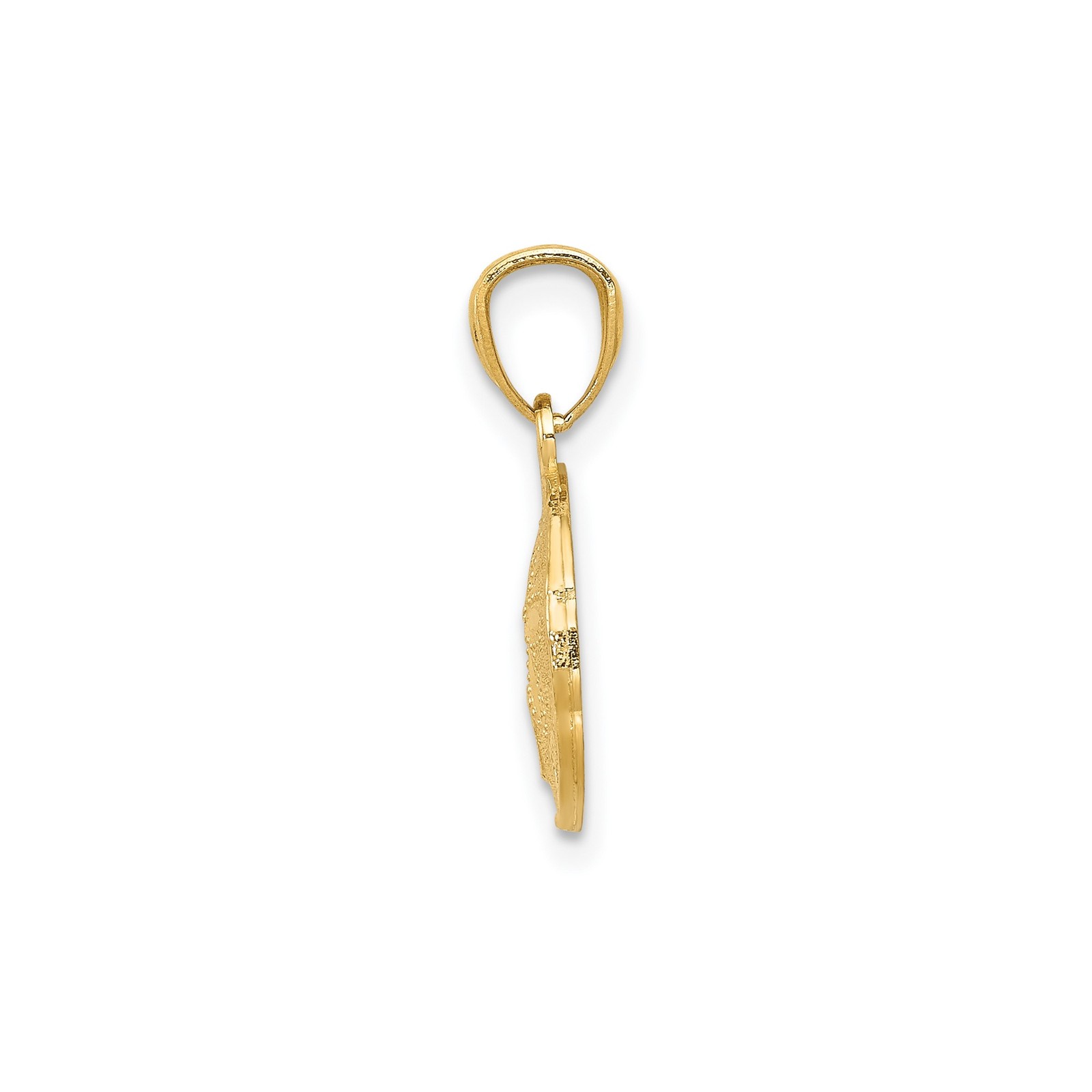 14k Yellow Gold Sand Dollar Pendant Coastal Ocean Symbol Nature Charm Jewelry