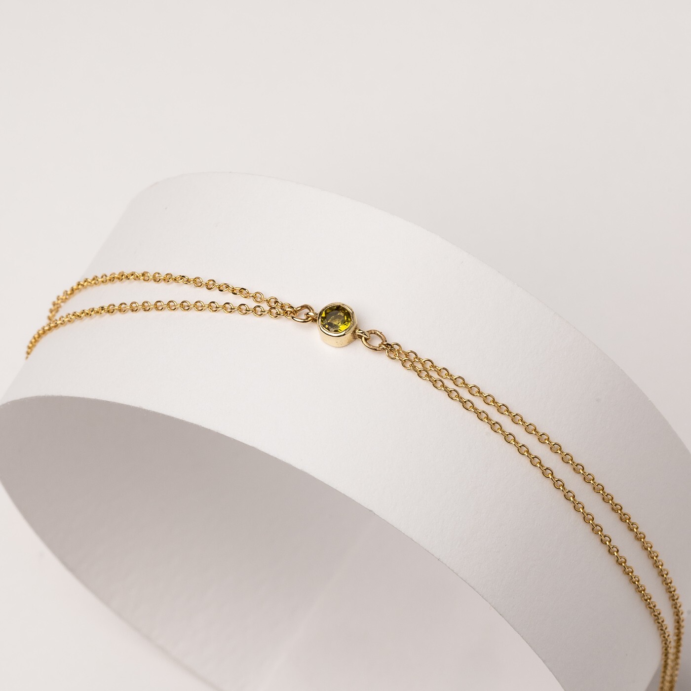 9K Solid Gold Birthstone Bracelet – Dainty Double Chain Personalized Bracelet