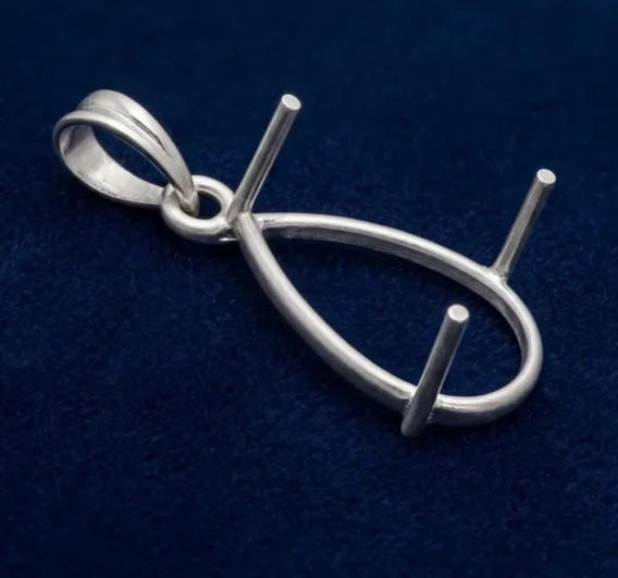 925 Sterling Silver 5x7mm Pear Semi Mount Pendant Setting Pre-Notched Jewelry