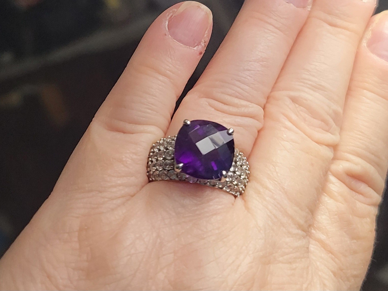 5.67 Ct AMETHYST Solitaire Ring 925 Sz 7
