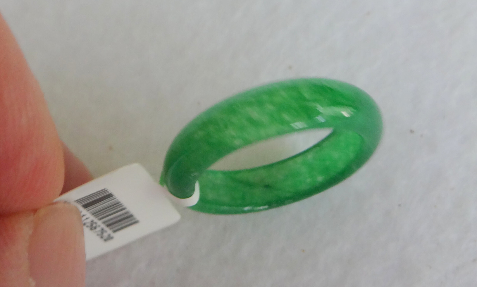 Chinese Natural Grade A Translusent Apple Green Jade Nephrite Ring Size 9