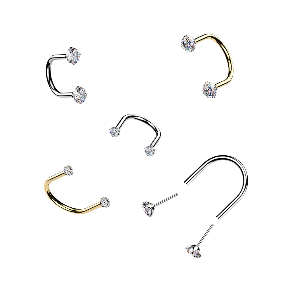 16G 18G Titanium Threadless Push In CZ U Hoop Earring Piercing Jewelry Sold Each