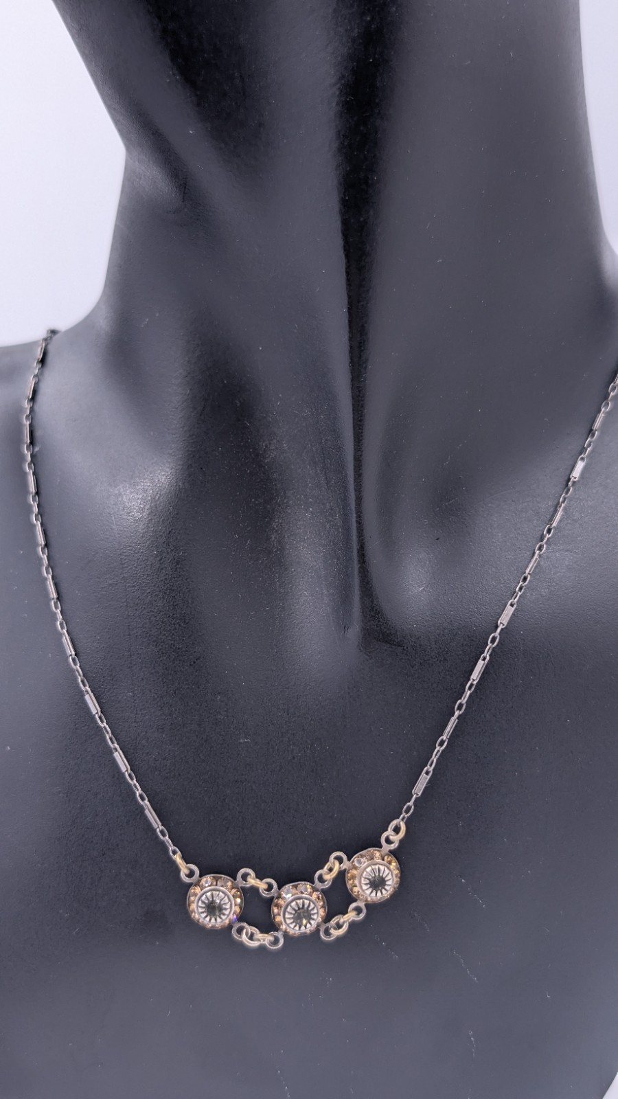 Vintage LIZ PALACIOS S.F Swarovski Crystal Flower Necklace 16”L