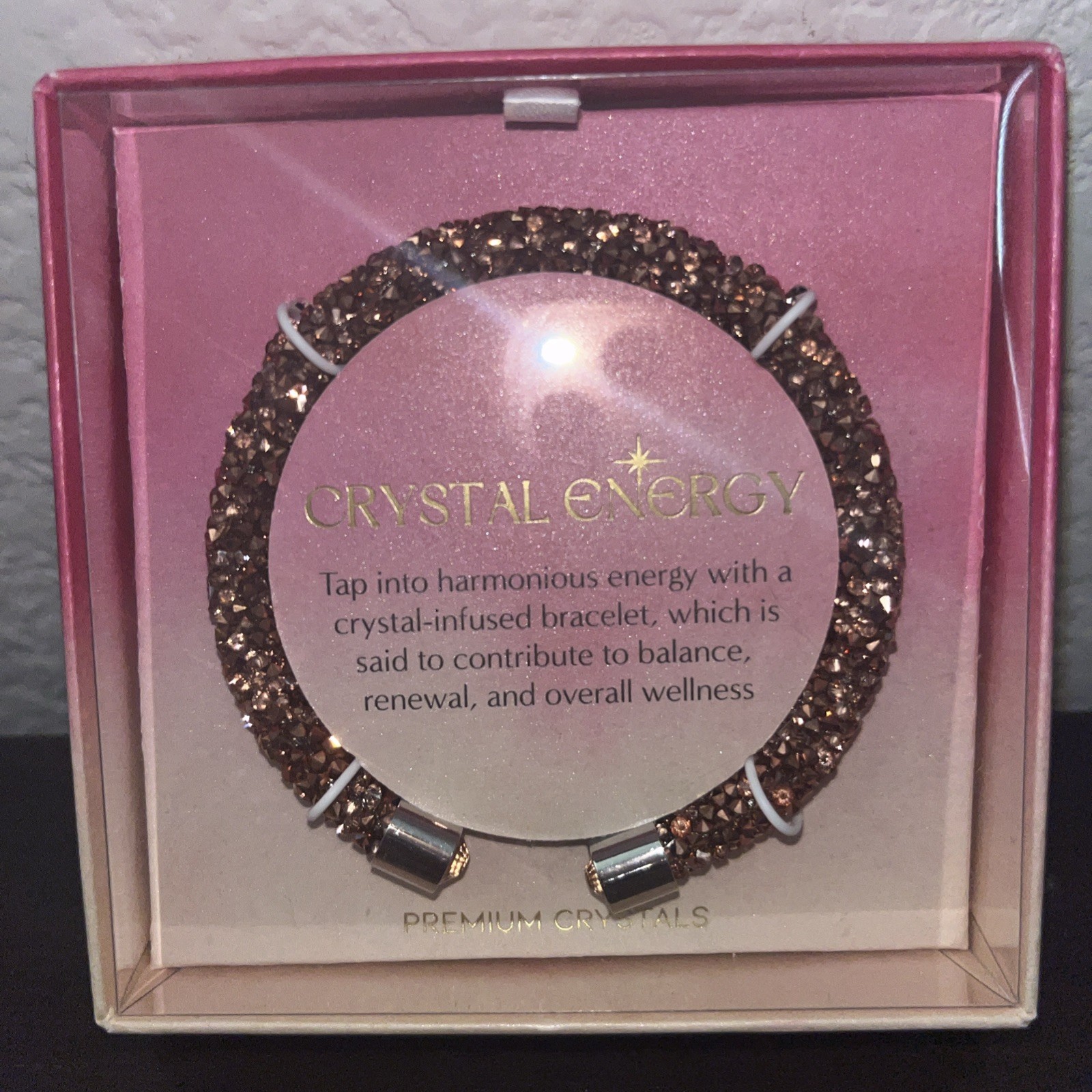 Crystal Energy Bracelet Beautiful Gold Rose Gold Color Crystals One Size Cuff