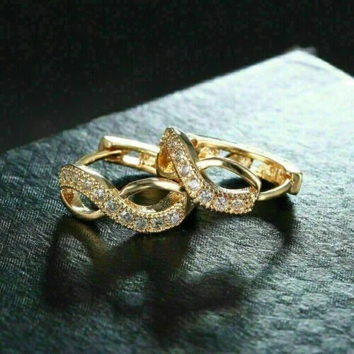 1.13cts Natural Moissanite Infinity Women’s Drop Earring 14K Yellow Gold Plated