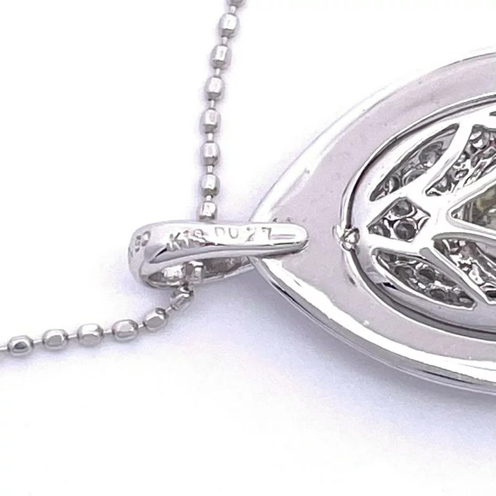 18K White Gold K18WG 0.5ct Opal 0.27ct Diamond Pendant Necklace 4.3g Womens