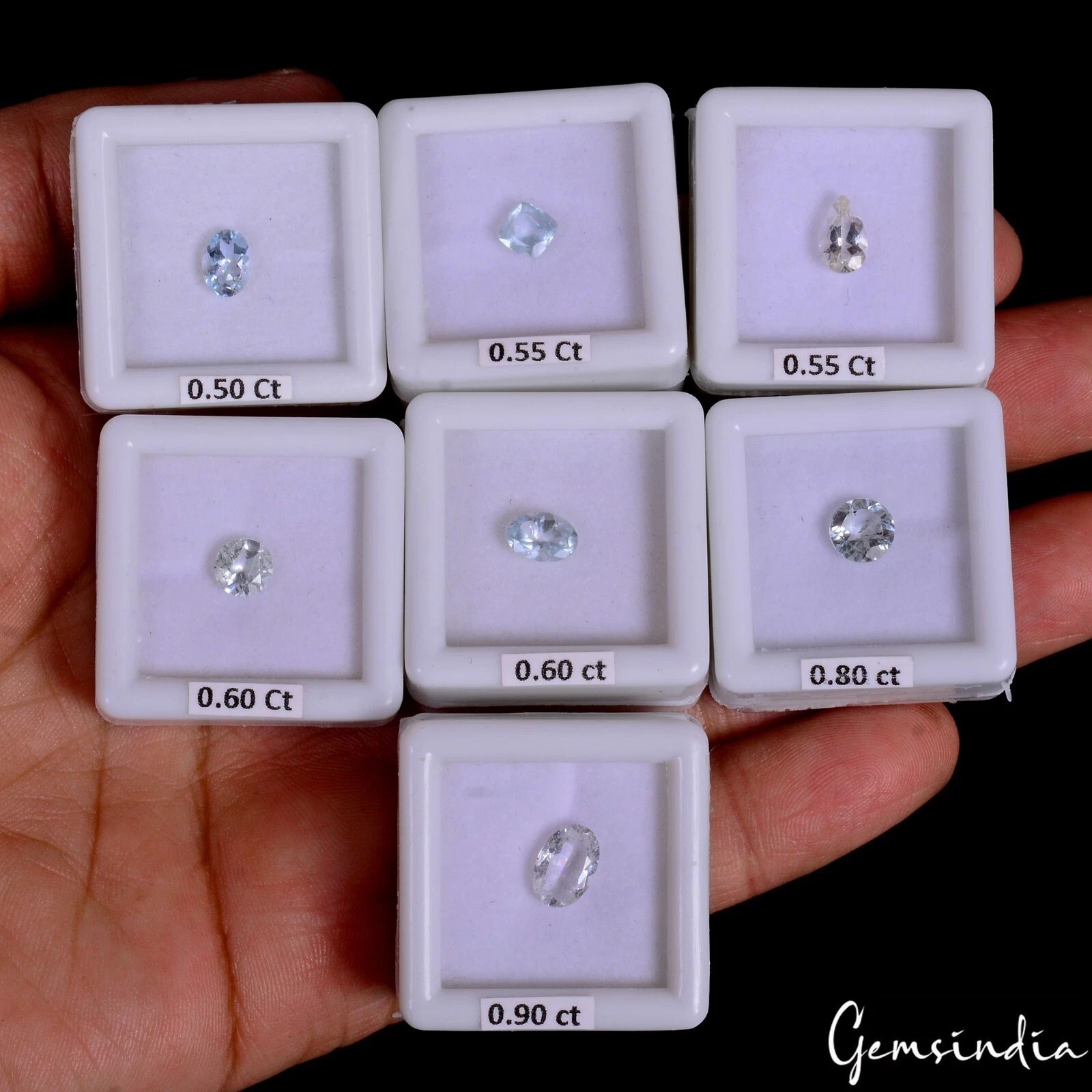 4.50 Ct Natural Blue Aquamarine Mix Cut Loose Gemstone Lot 7 Pcs Jewelry Kind