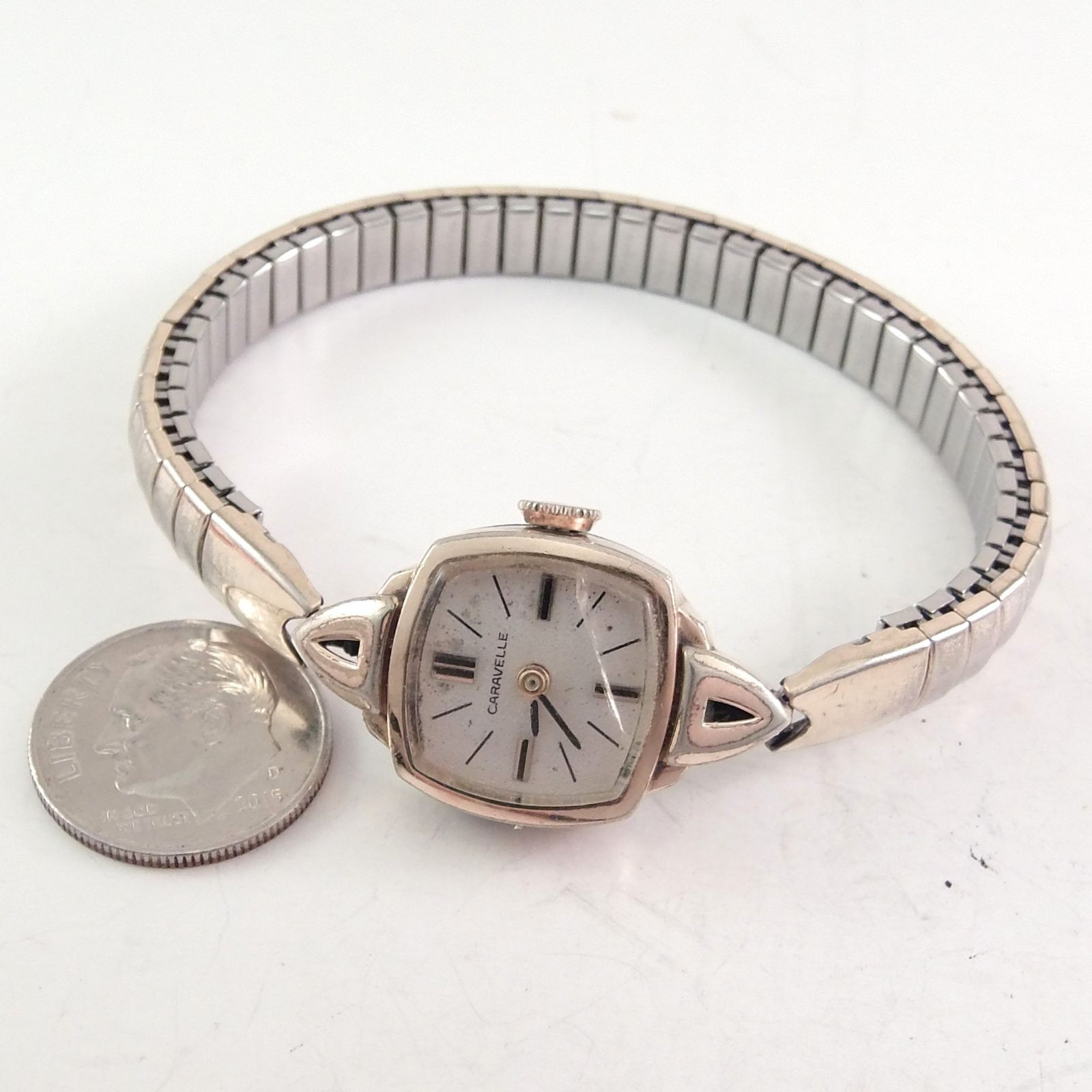 Vtg Caravelle Ladies Watch 17 Jewels Manual 1970s Womens Dress Parts or Repair