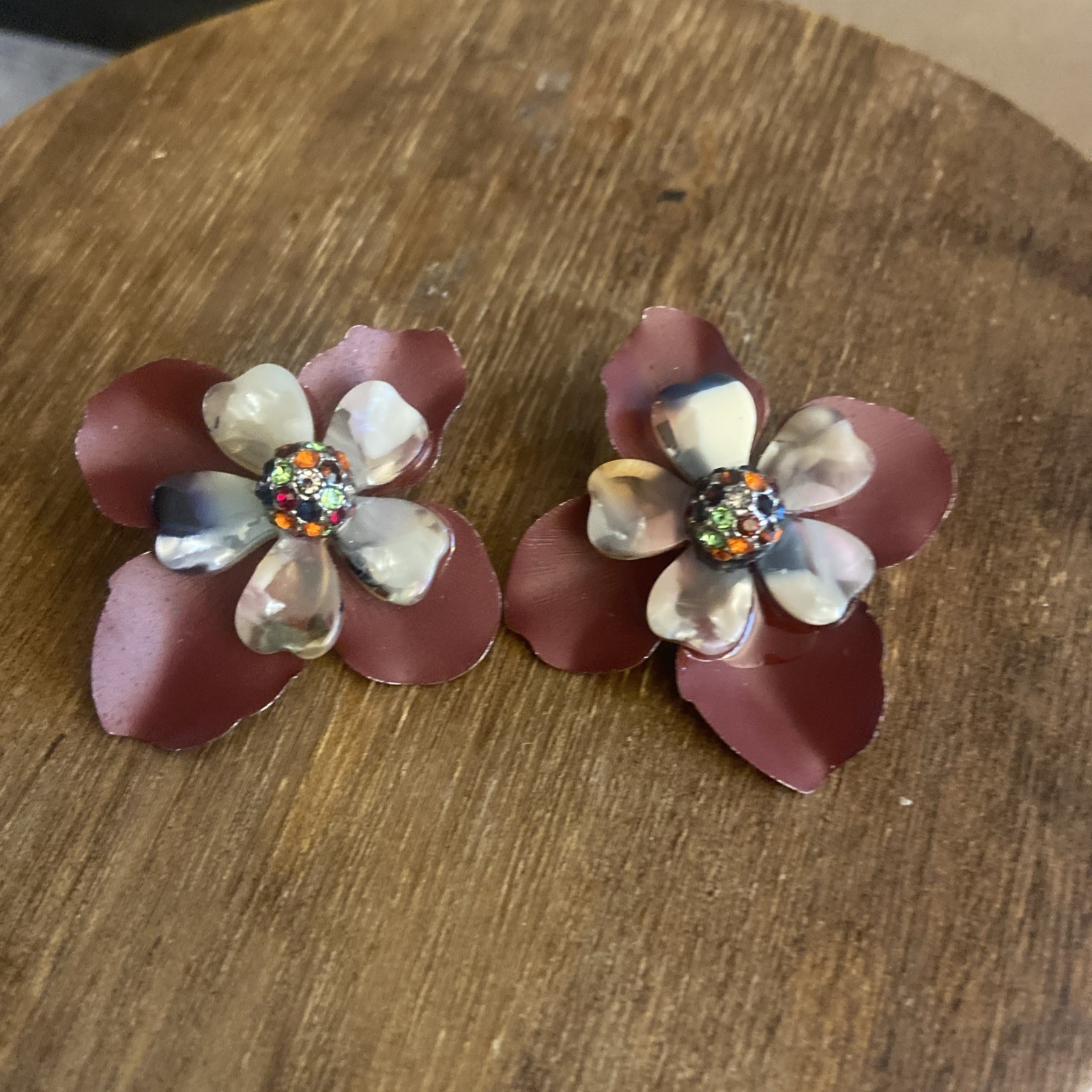 Kenny MA & Liz Palacios Vintage Rhinestone Enamel Post Earings