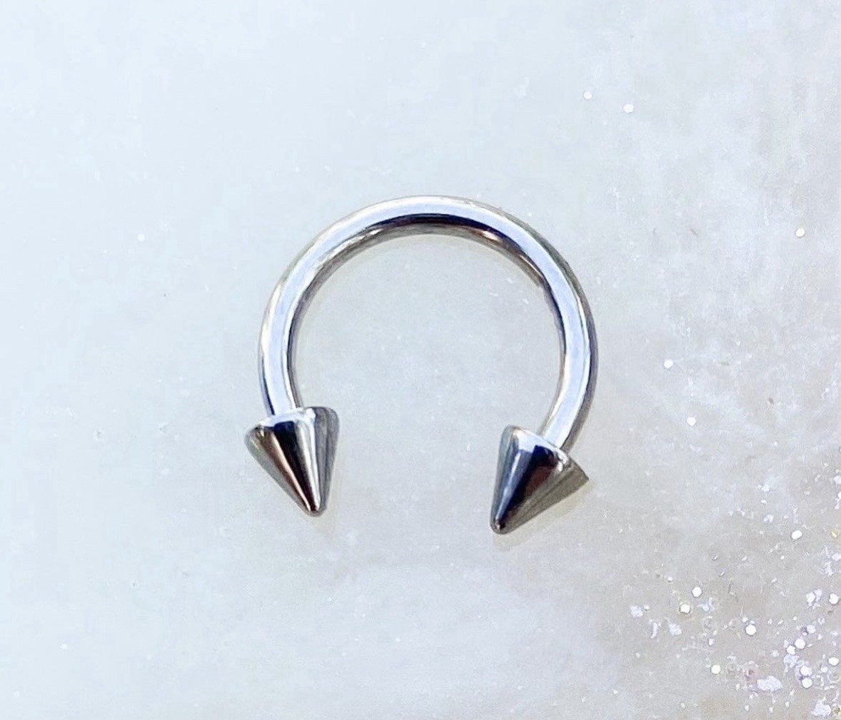 Spike Horseshoe Hoop. 18G, 16G, 14G, 12G, 10G. Titanium. Silver, Black, or Gold.