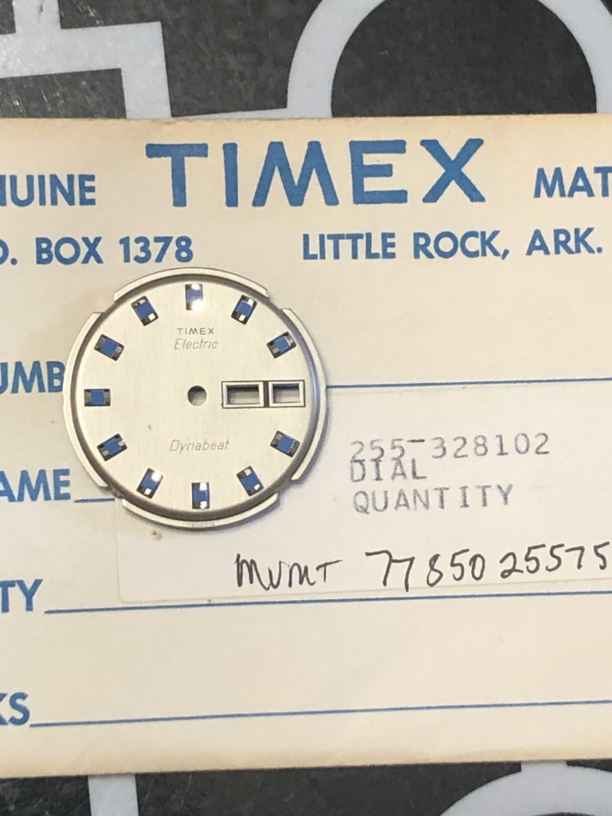 NOS Genuine Timex Electric Dynabeat Watch Dial 255-328102 For Mvmt# 77850-25575
