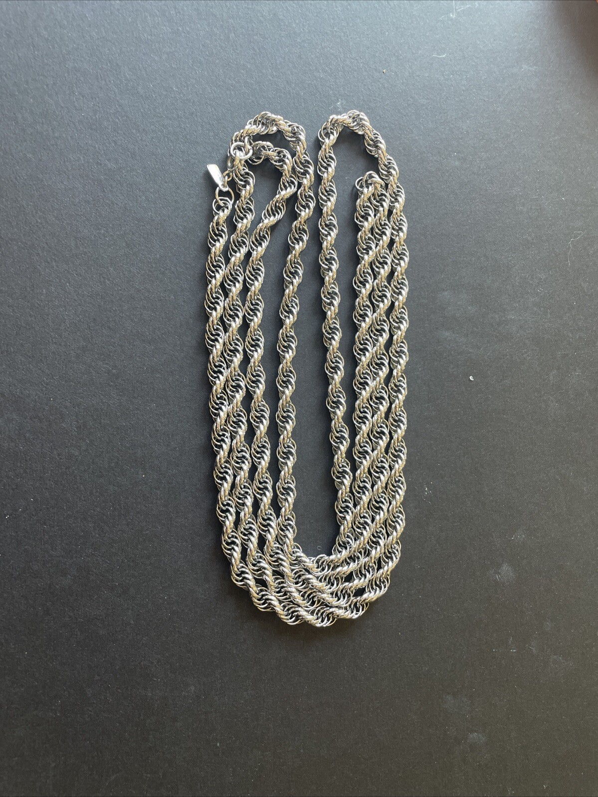 Monet Necklace Silver Tone Heavy Rope Chain 54″