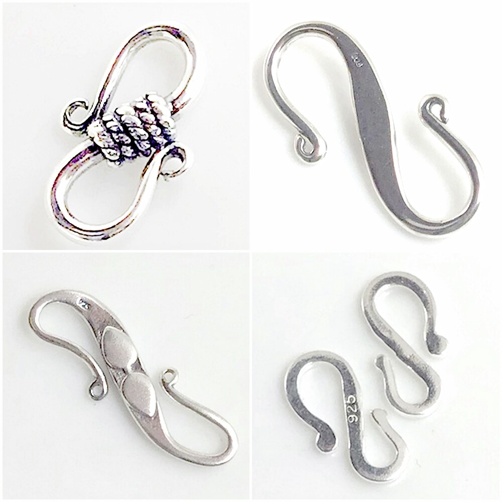 Sterling Silver S Hook Clasp Jewelry Finding 14-35mm REAL 925 Free Shipping