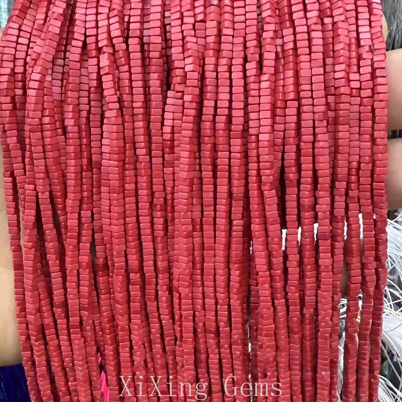 1x2mm Synthetic Red Turquoise Flat Square Disc Spacer Beads for Jewelry Making
