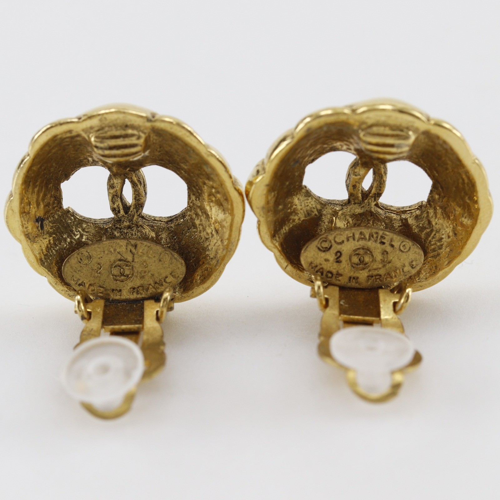 CHANEL COCO Mark Earring vintage Plated Gold 15.7g Women