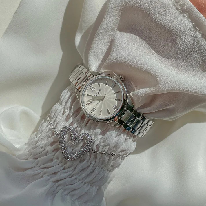 New Bulova Sutton 96P219 Diamond White Dial Quartz Stainless Steel Women’s Watch