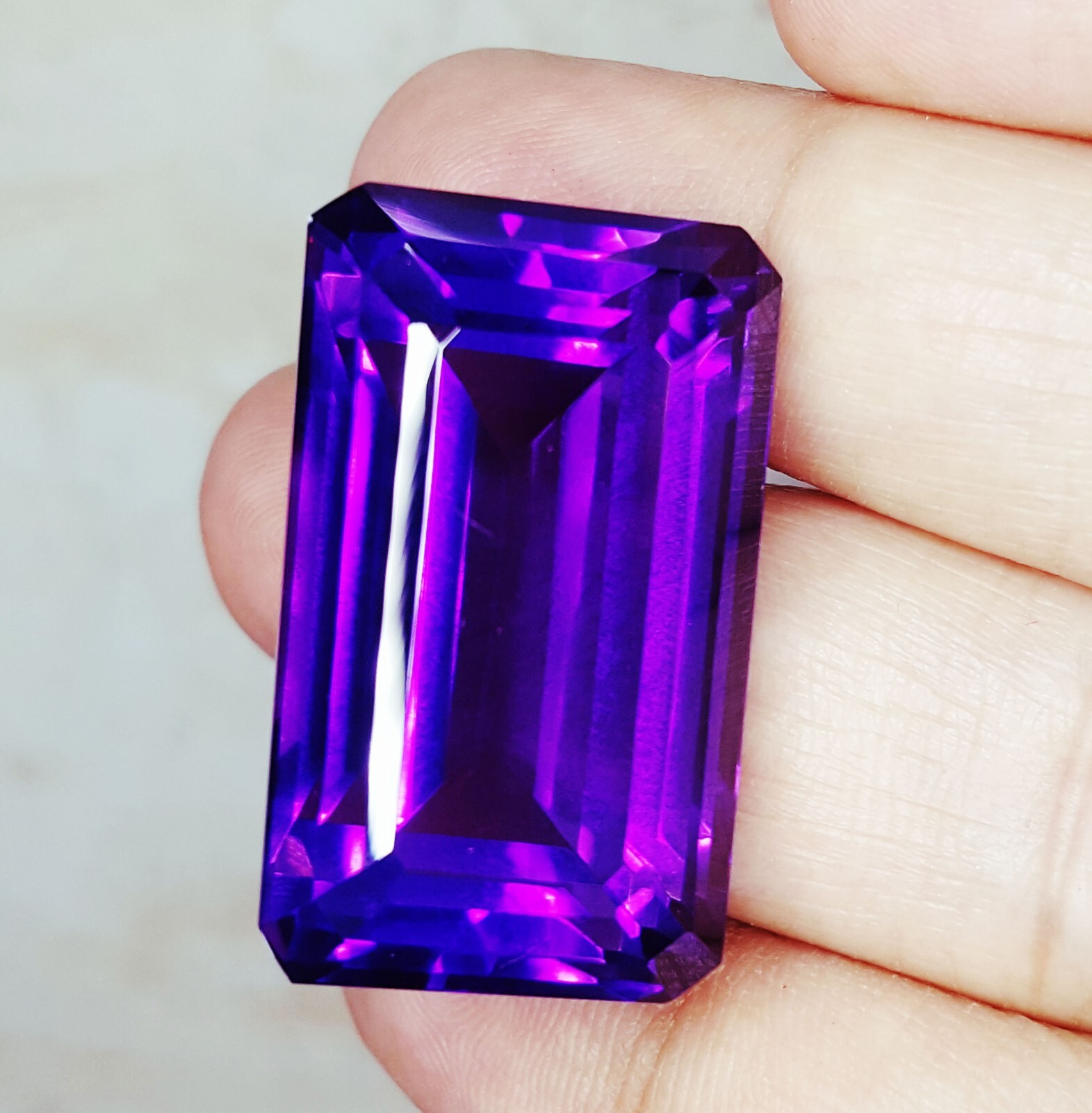 Loose Gemstone 50 Ct Natural Violet Amethyst Untreated Certified Emerald G103
